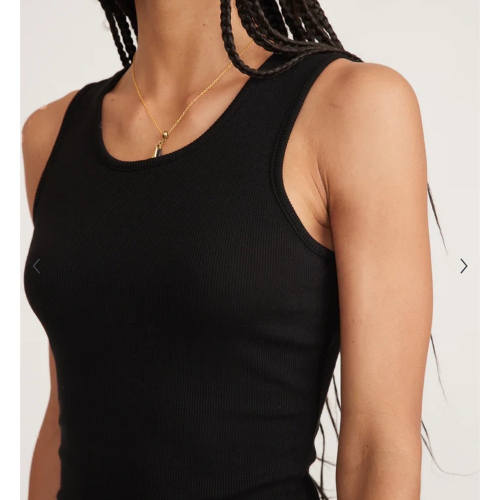 Marine Layer Lexi Rib Daytime Midi Dress Minimal Black Sleeveless Stretch Sz M - Picture 3 of 10